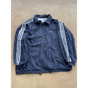 Vintage 90s Nike Navy Blue Windbreaker Jacket With White Stripes Mens Large